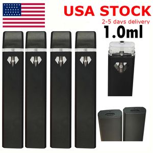 USA STOCK 1 ml stylo vape jetable E-cigarette chariots vides conseils encliquetables vaporisateur à bobine en céramique huile épaisse rechargeable batterie 280 mah diamant vapes stylos logo personnalisé