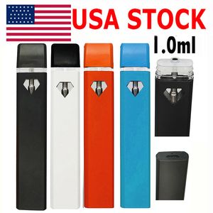 USA stock 1 ml de vape jetable stylo électronyme cigarette cigarette chariots huile épaisse SANP vide SANP dans la fenêtre de diamant stylos