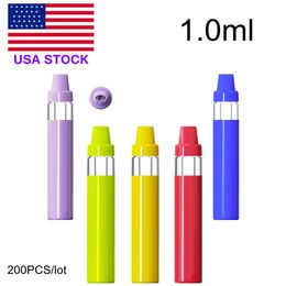 EE. UU. STOCK 1 ml Recargable Vape Pen E-Cigarrillos 350 mAh Batería Vacío Un gramo Sin tallo Pods Vaporizador Plumas Cartucho Mezclado 5 colores