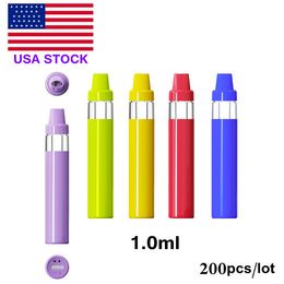 USA Stock 1 ml Réchargement rechargeable Pen Vape Pen Post Impossible 350mAh Batterie Vaporisation vide Cartouche Type-C Chargeur Port OEM Disponible 200pcs / lot mixtes 5 couleurs