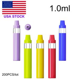 USA VOORRAAD 1ml Oplaadbare Wegwerp Vape Pen E-Sigaretten 350mAh Batterij Leeg één Gram stemless Pods Vaporizer Pennen Cartridge Gemengd 5 Kleur