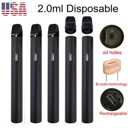 EE. UU. STOCK 2,0 ml Pluma vacía Dispositivos de 2 gramos Batería recargable de 350 mah 50 piezas / caja Entrega local de 2 a 5 días D11 Sin fugas Cigarrillos electrónicos