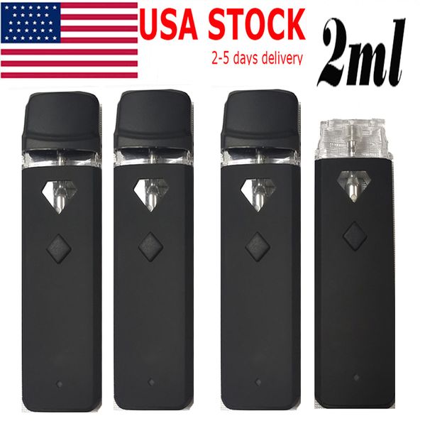 USA Stock 2,0 ml stylo de vape Préchauffage Boutons jetables stylos à cigarette E-cigarette vide Céramic Snap d'huile épais