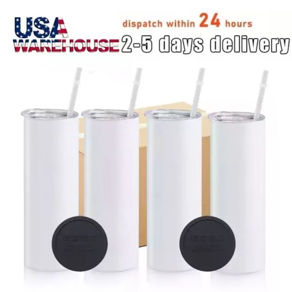 EE. UU. Stock 25 piezas / caja RECTA 20 oz Vaso de sublimación Tazas de acero inoxidable en blanco DIY Cónico con aislamiento al vacío Café para auto 2 días de entrega ss0111