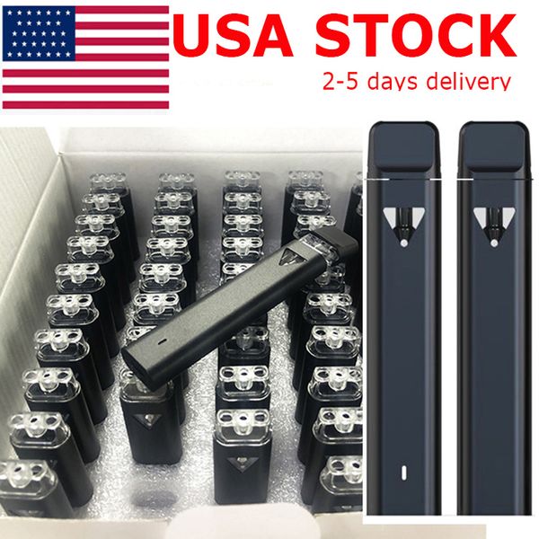 USA STOCK 2ml jetable Vape stylo E-cigarette Pod chariots huile épaisse vide stylos plats rechargeable 350mah batterie céramique bobine vaporisateur logo personnalisé stylo noir H02