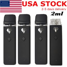 USA STOCK 2ml Préchauffage Vape Pen Vide Boutons de cigarette électronique jetables Vaporisateurs Snap in Tips Pods Bobine en céramique Chariots à huile épais Batterie rechargeable 320mah Stylos