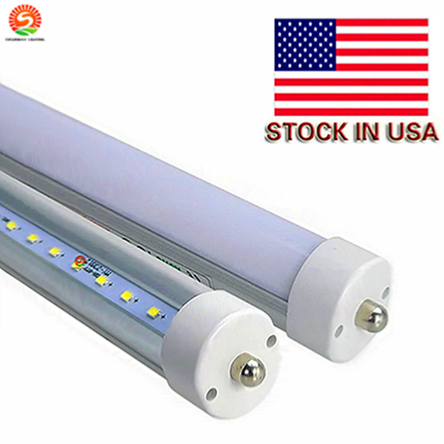 USA Stock 45W 8ft led tube lumière couleur blanc chaud 3000K T8 AC100-305V couvercle dépoli clair FA8 simple broche LED lampes à tube fluorescent