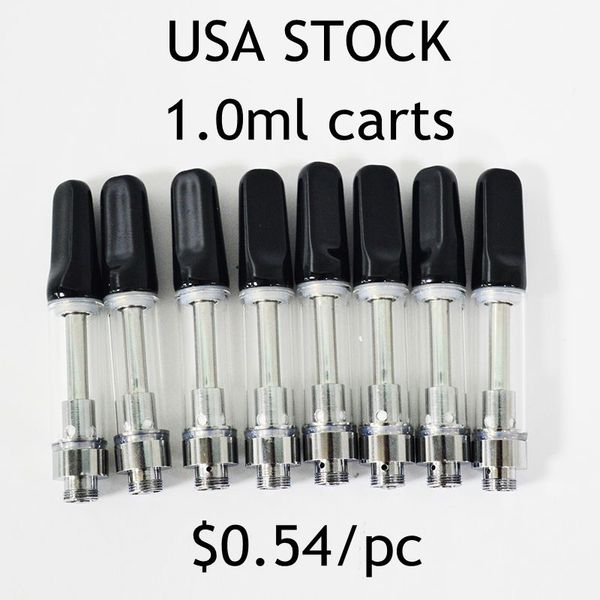 USA STOCK 510 Cartouche Noir Blanc 1,0 ml Cartouches Vape 2,0 mm d'épaisseur Chariots à huile Vide Atomiseur en céramique 1000pcs / cas Personnaliser disponible