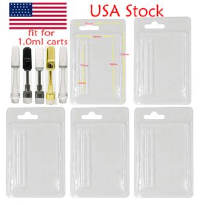 USA Stock Blister Pack Cas 1 ml 0,8 ml Vape Cartouches Emballage Clair PVC Cintre Atomiseurs Paquet En Plastique ClamShell Cartes Personnalisées E Cigarettes 1000pcs une boîte