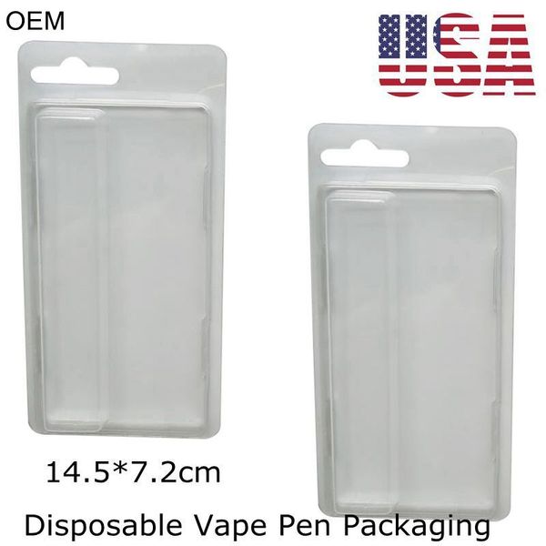 USA Stock Clamshell Package pour stylo vape jetable 1,0 ml 2,0 ml 3,0 ml Clam shell Case vide vaporisateur stylo 800pcs / cas carte électronique personnalisée