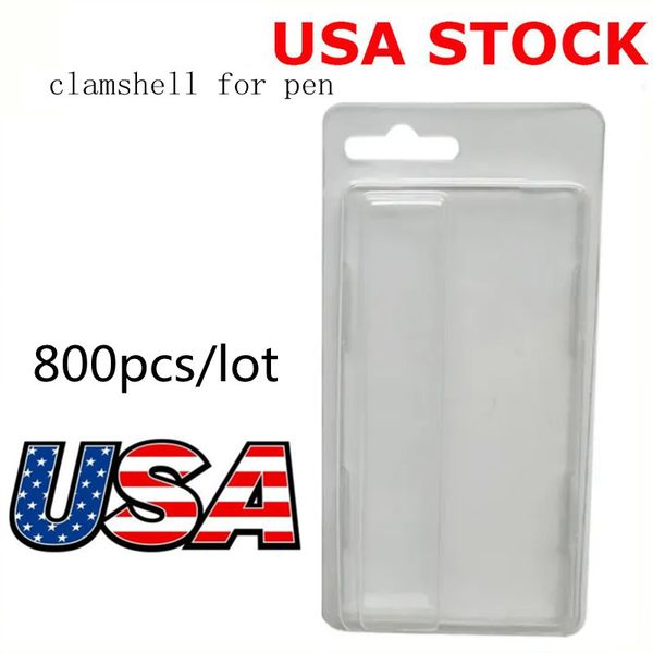 Embalaje de clamshell de stock de EE. UU. Para 2 ml de 1 ml de vape desechable Vape Pen Blister Case Vaporizers Pack para bolígrafos Tarjeta de papel OEM 800 piezas/lote con percha vacía