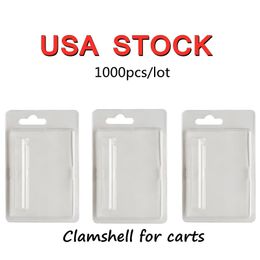 VS VOORRAAD Clamshell-verpakking voor 510 vape-cartridges 1 ml 0,8 ml verstuiver Doorzichtig PVC-blister Retailverpakking voor oliecartridgekarren Case Eemty 1000 stks / partij