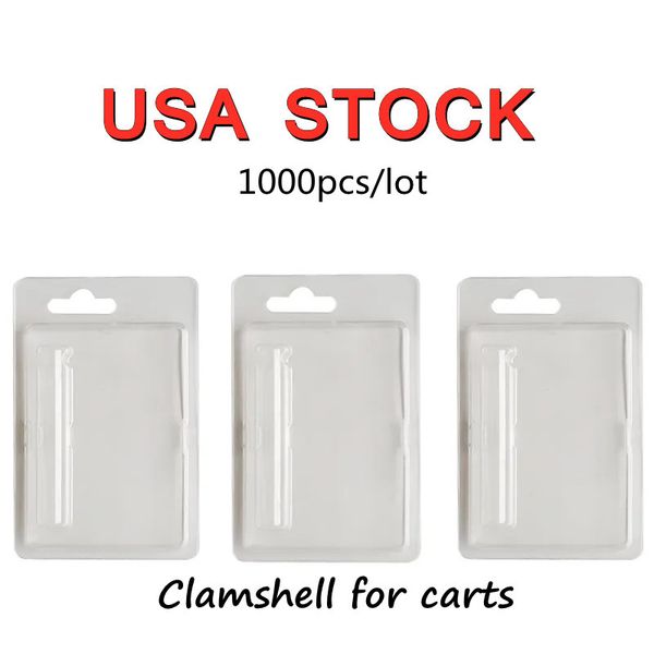 USA STOCK Emballage à clapet pour 510 cartouches de vape 1 ml 0,8 ml Atomiseur Emballage de détail en PVC transparent pour chariots à cartouches d'huile Eemty 1000PCS / lot