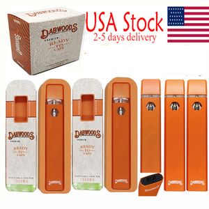 USA Stock Dabwoods Disposable Vape Pen E-Cigarettes 1 ML Céramic Coil chariots rechargeables 280mAh Batterie 10 Souches Emballage Atomizer vide