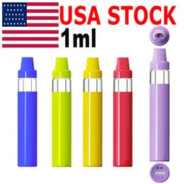 VS stock wegwerp vape pen 1,0 ml e-sigaret dikke olie ronde verdamping postless keramische spoel lege oplaadbare 400 mAh batterij volledige transparante tanks 5 kleuren pod