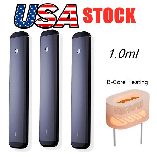 USA STOCK Stylo Vape Jetable 1ml Vide E-cigarette Pod Rechargeable 280mah Batterie Bobine En Céramique Vaporisateur Vide 50pcs / cas Modèle D9 Exemple de Commande