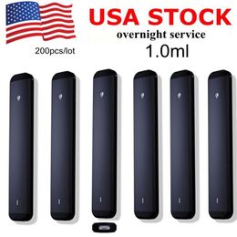 USA Stock Sockable Vape Pen 1ml E-cigarette Pod épais chariots d'huile Micro Micro USB Rechargeable 280mAh Batterie Céramique Vaporisateur D9 Black Pen Lead Free D9