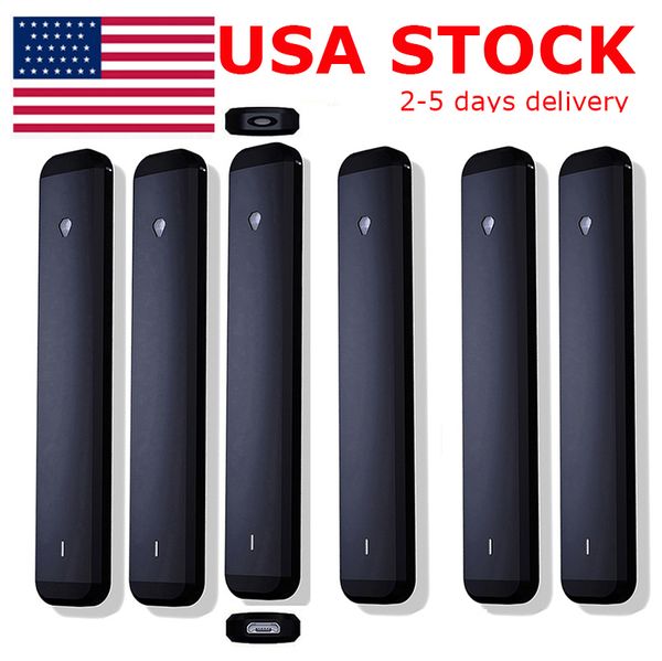 USA STOCK Stylo Vape Jetable 1ml E-cigarette Pod Chariots À Huile Épais Stylos Plats Vides USB Rechargeable 280mah Batterie Bobine En Céramique Vaporisateur D9 Stylo Noir Échantillon 50pcs / lot