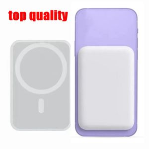 USA Stock Fast charger Battery Pack 5000mAh batteries Capacity Power Banks White Wireless Charging Magafes Mag Safe Magnetic Battery Case Pop-up animation display