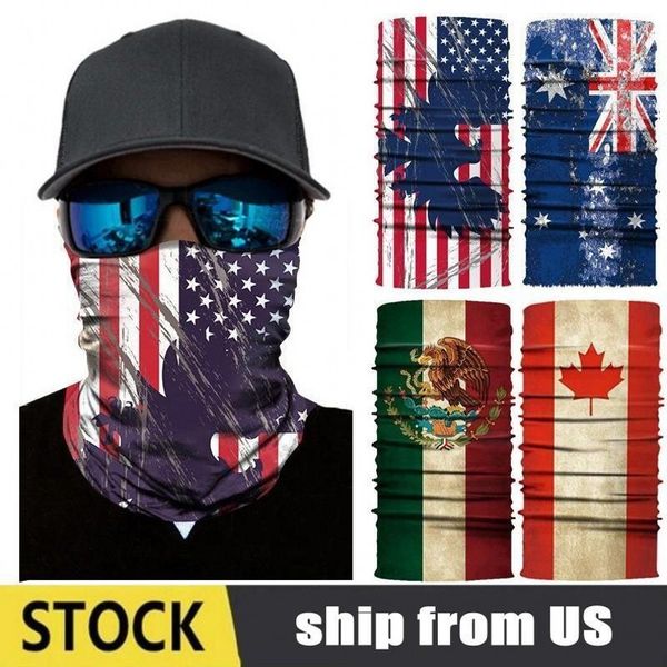 USA Stock DRAPEAU De Mode À La Mode Magique Bandana Multifonctionnel Drapeau Imprimer Équitation Masque Causal Hommes Turban Femmes En Plein Air Écharpe FY7137