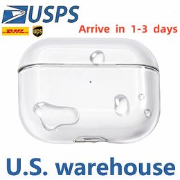 USA Stock voor Apple AirPods Pro 2 2e generatie Air 3 Pro -hoofdtelefoonaccessoires Solid TPU Siliconen Beschermende oortelefoon Cover draadloos oplaadschokbestendige kast