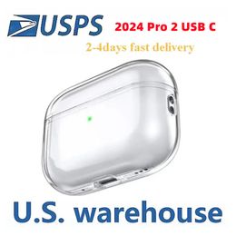 USA Stock pour Apple Airpods Pro 2 Génération 3rd Airpod Max Pro 2 Accessoires USB C écouteurs casques sans fil Bluetooth Bluetooth Cases Silicone Airpod Pro TPU Cas