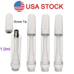 USA Stock Chariot en céramique complet 1 ml d'épaisseur cartouches de vape d'huile ATOMIZERS BLANCS 4PCS ANDAKE FREE FREE VIDE EC CIGARETTE PLATES PLUS COIL