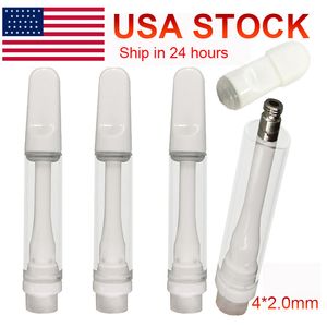 USA STOCK Chariots de vape entièrement en céramique Cartouches de filetage 510 Atomiseurs d'huile épaisse de 1,0 ml Vides E-cigarette Embouts plats à visser Atomiseur à bobine en céramique V22 Emballage avec logo personnalisé