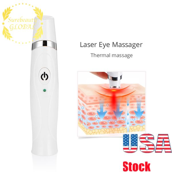 USA STOCK Masseur pour les yeux chauffant Baguette Mini Yeux Massage du visage Anti-rides Cernes Dispositif Blanc