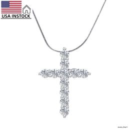 USA Voorraad Freeshipping Hip Hop sieraden 925 Zilver 18 K Vergulde VVS Moissanite Cross Kettingen voor mannen vrouwen