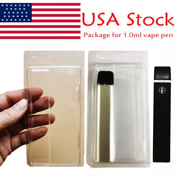 USA Stock Emballage Blister Pack Cas 1ml Stylo Vape Jetable Transparent PVC Cintre Vaporisateur Paquet En Plastique ClamShell Cas E Cigarettes Logo Personnalisé Cartes 800pcs boîte