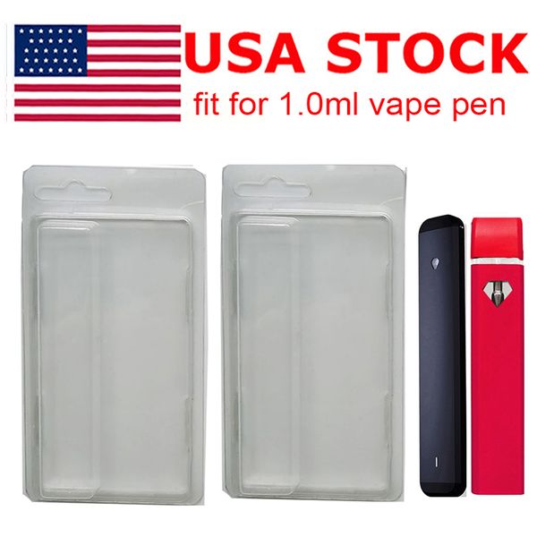 Embalaje de stock de EE. UU. Clases de paquete de ampolla PVC 1 ml Vapor desechable Vaporizador Vaporizador Paquete de bolígrafos de plástico Capa de almejas C.
