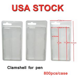 USA STOCK Emballage à clapet en plastique pour 2ML 1ml Stylo Vape jetable Blister Emballage Vaporisateurs Pack pour stylos OEM Carte papier Personnaliser Logo 800pcs / lot