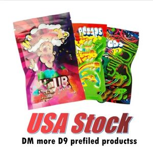 USA STOCK prérempli D9 gummies mylar sac emballage de champignons ziplock anti-odeur 500MG 600MG sac mylar baggies plus prérempli 1g 2g 3g DM