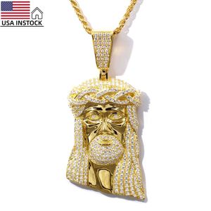 USA Stock Freeshipping Religie Hip Hop Sieraden Sier Vergulde VVS Moissanite Jesus Hanger Kettingen