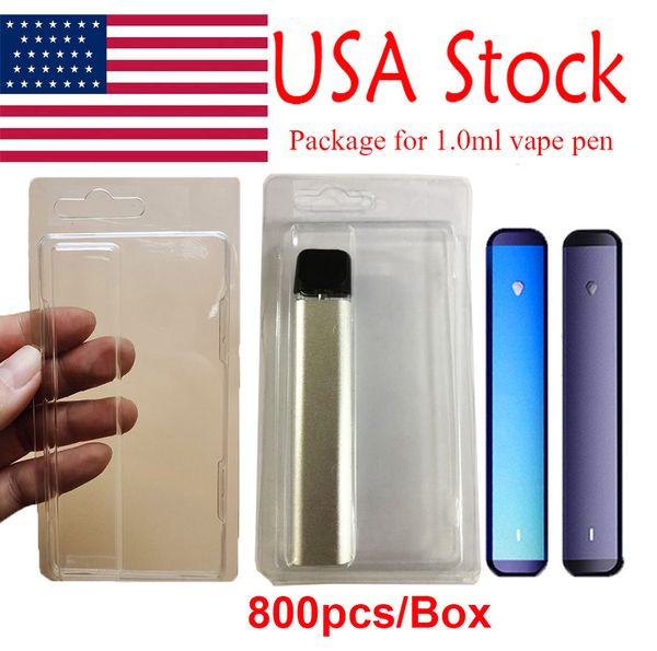 USA Stock Vape Pen Emballage Blister Pack Cas 1ml Clear PVC Hanger Vaporisateur Atomiseurs Paquet En Plastique ClamShell Case E Cigarettes 800pcs une boîte