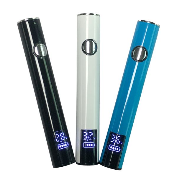 USA stock al por mayor 510 hilo 1 ml de vaporizadores de vaporización de vape con pantalla digital blanca blanca azul 400 mAh Batería de voltaje ajustable de precalentamiento para cartuchos de vape