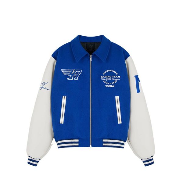 Usa Style Homme Baseball Coton Manteau Lettre Broderie Varsity Manches En Cuir Bomber Revers Cou Veste Représenté Hommes XL Noir Vert Bleu