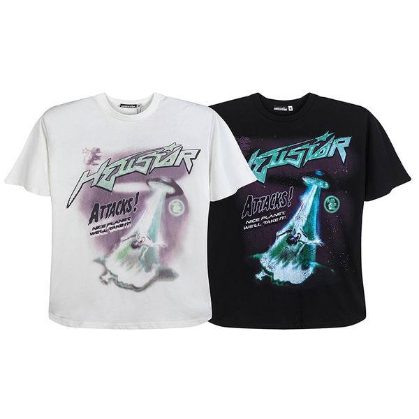 USA Style UFO Vintage Imprimer surdimensionné Tee Designer T-shirt Printemps Eté Casual Mode Skateboard Hommes Femmes Tshirt 24ss 0117