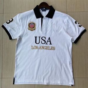 USA Summer City Poloshirt Europese en Amerikaanse heren korte mouw Casual borduurwerk Puur katoen Grote mode S-3XL