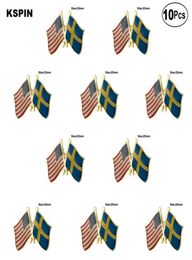 USA Suède épinglette drapeau badge broche broches insignes 10 pièces un Lot7475124
