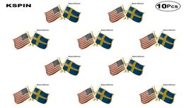 USA Suède épinglette drapeau badge broche broches insignes 10 pièces un Lot8656064