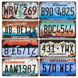 EE. UU. Texas New York California Car Placa Número de matrícula Licencia de metal Pintura Garaje Camionero Decoración Motor Bar Pub Letreros de lata
