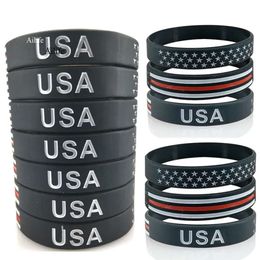 VS dunne blauwe lijn Amerikaanse vlag armbanden siliconen polsbandje 0418