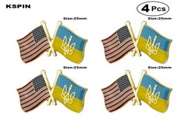 USA Ukraine Friends Flag Flag Pin à revers Badge Brooch Icônes 4PC5642988