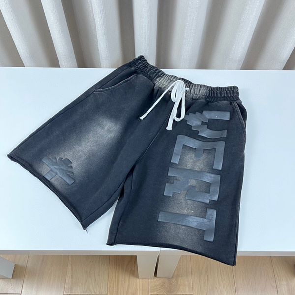 Short délavé Vintage pour hommes et femmes, pantalon de skateboard en coton avec cordon de serrage, pantalon de Jogging court, 23FW Dec 13