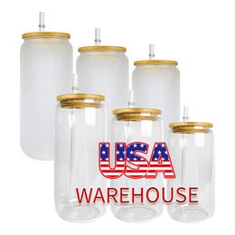 VS Warehouse 16oz bierglazen kunnen matte frosted clear sublimatie blanco tumblers mason potten sap cocktail drinkbekers