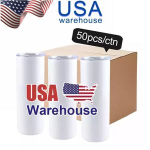 VS Warehouse 20 oz sublimatietumblers roestvrij staal dubbele wand geïsoleerde koffiemok wit rechte lege blanco gevulde c1205