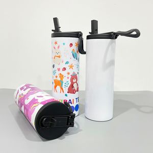 USA entrepôt livraison gratuite 20oz double paroi en acier inoxydable blanc blanc sublimation droite maigre salle de sport en plein air gobelet avec poignée couvercle