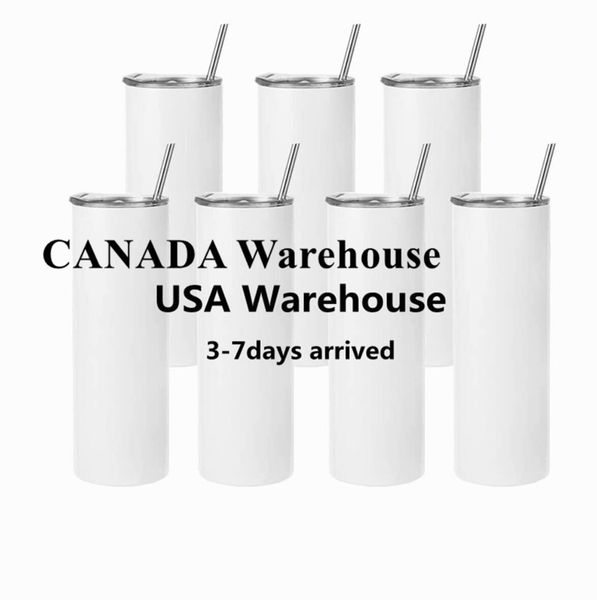 USA Warehouse Lot de 25 gobelets à sublimation à bord rond de 20 oz en vrac en acier inoxydable, vierges droits et maigres, gobelet à sublimation G1020